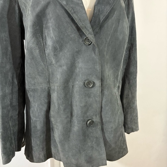 Jessica London 100% Suede Leather 3 Button Lined Blazer Jacket Gray Women’s 14 - Picture 2 of 10